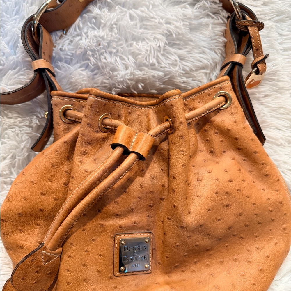 Dooney & Bourke Ostrich-Embossed Tan Shoulder Bag